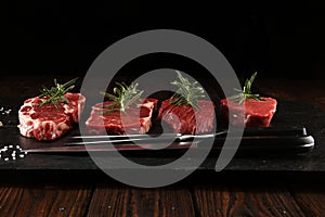 Steak raw. Barbecue Rib Eye Steak, dry Aged Wagyu Entrecote Steak