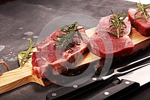 Steak raw. Barbecue Rib Eye Steak, dry Aged Wagyu Entrecote Steak