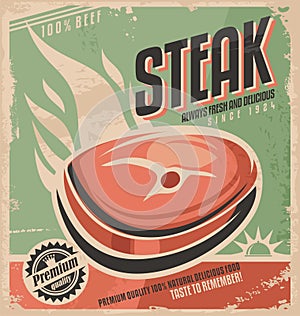 Steak retro poster design