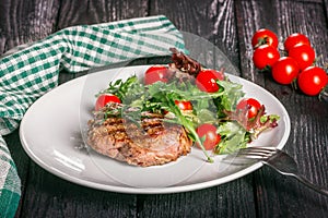 Steak and salad