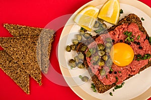 Steak Tartare With Capers and A Raw Egg