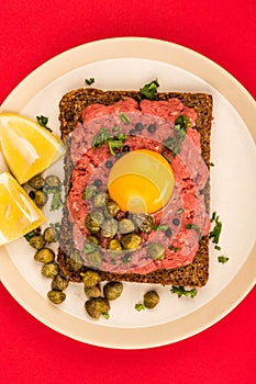 Steak Tartare With Capers and A Raw Egg