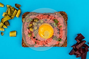 Steak Tartare With Capers and A Raw Egg