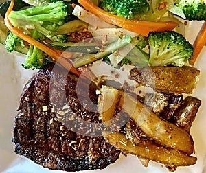 Steak With Yuca and Vegetables
