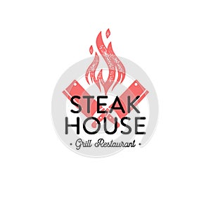 Steakhouse grill restaurant knifes on black Vector illustration