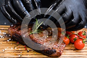 Steakhouse menu striploin steak chef beef meat