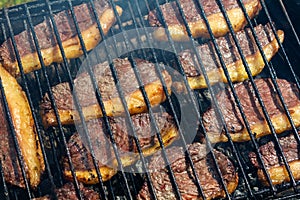 Steaks on barbecue