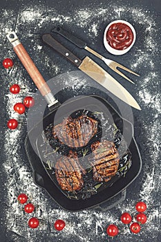 Steaks grilled, Grilled, steak, beef, balsamic, rosemary, stone