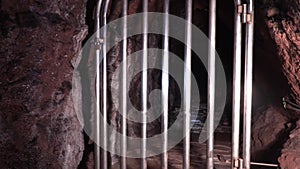 Steal cage in the mountain Entrance to the mine, Moria, Jail, Prison