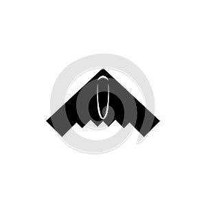 Stealth Bomber Aircraft, Army Plane. Flat Vector Icon illustration. Simple black symbol on white background. Stealth Bomber