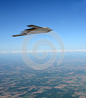 Stealth bomber in flight