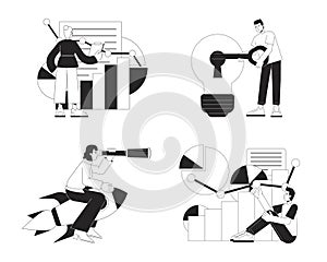 Stealth mode startup strategy bw concept vector spot illustrations pack photo