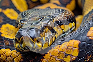 Stealthy Anaconda snake macro. Generate Ai photo