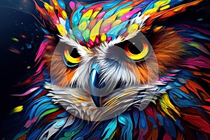 Stealthy Owl portrait bird predator. Generate Ai photo