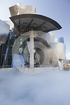 Steam from the artificial lake of the Guggenheim M