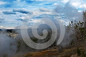 Steam belching out of the Geysers, Yellowstone National Park, WY, USA