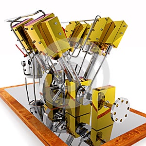 Steam boat engine eight cylinder