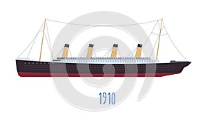Steam boat, ship design of old times vector photo