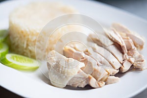 Steam chicken with Rice Hainan Chicken