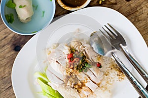 Steam Chicken with Rice (Hainan Chicken)