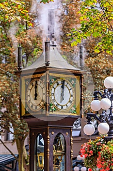 Steam clock in Gastown in Vancouver British Columbia Canada