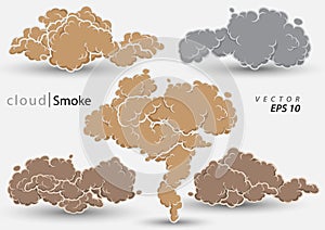 Steam clouds set. Cartoon smoke vector illustration
