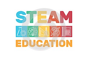 STEAM Education vector colored banner or illustration