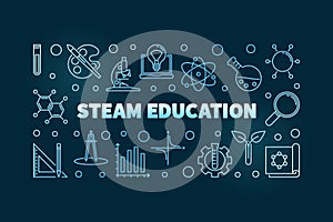 STEAM Education vector concept blue linear illustration