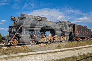 Steam engine locomotive cl L originally O, produced in 4199 units by Kolomna 1945-1955, displayed at the AvtoVAZ Technical Museum