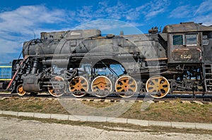 Steam engine locomotive cl L originally O, produced in 4199 units by Kolomna 1945-1955, displayed at the AvtoVAZ Technical Museum