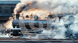 a steam engine in motion with visible