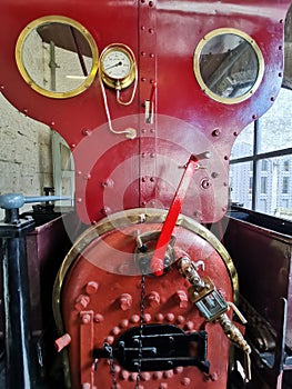 Steam engine plate boiler brake levers controls train locomotive