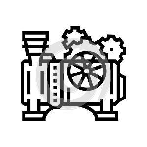 steam engine steampunk vintage line icon vector illustration