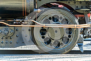 Steam engine wheel close up detail