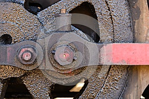 Steam engine wheel close up detail