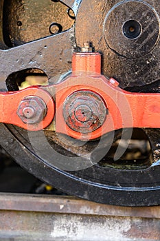 Steam engine wheel close up detail