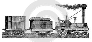 Steam freight train | Antique Design Illustrations