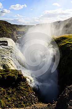 Steam from icelandic waterfall