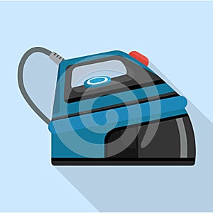 Steam iron for home clothes vector flat icon.Flat illustration of laundry appliance and hot steam iron.