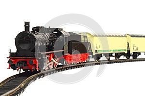 Steam loco model isolated over white