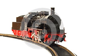 Steam loco model isolated over white