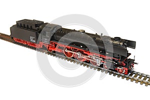Steam loco model isolated over white