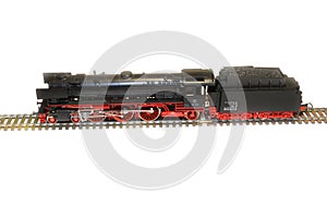 Steam loco model isolated over white