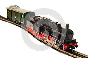 Steam loco model isolated over white