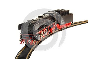 Steam loco model isolated over white