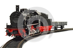 Steam loco model isolated over white