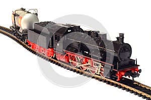 Steam loco model isolated over white