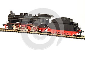 Steam loco model isolated over white