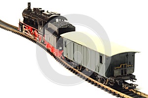 Steam loco model isolated over white