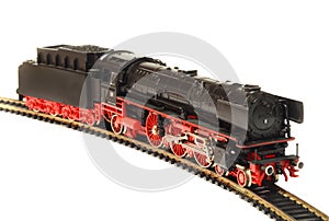 Steam loco model isolated over white